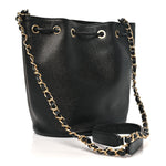 Caviar Deauville Drawstring Bucket Bag Black