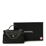 Caviar Quilted Top Handle Slim Vanity With Chain Black
