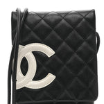 Calfskin Quilted Cambon Crossbody Messenger Black White