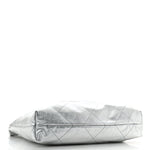 Metallic Calfskin Quilted Chanel 22 Silver
