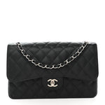 Caviar Quilted Jumbo Double Flap Black