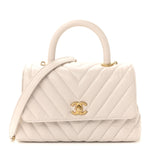 Calfskin Chevron Quilted Mini Coco Handle Flap Rose Pale