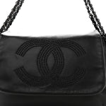 Lambskin Studded Accordion CC Flap Black
