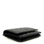 Pearly Lambskin Quilted Wallet On Chain WOC So Black
