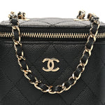 Caviar Quilted Mini Vanity Case With Chain Black