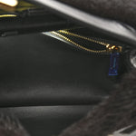 Calfskin Shearling Medium Hug Bag Black