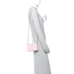 Tweed Quilted Mini Clutch With Chain Pink