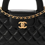Shiny Aged Calfskin Quilted Nano Kelly Shopper Black