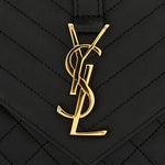 Grain De Poudre Textured Mixed Matelasse Triquilt Medium Monogram Satchel Black