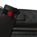 GG Supreme Monogram Web Small Flat Messenger Bag Black Grey