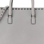 Grained Calfskin Medium Rockstud Double Handle Horizontal Tote Pastel Grey