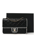 Lambskin Quilted Resin CC Mini Flap Bag Black White