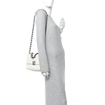 Glossy Calfskin Quilted Medium Chanel 19 Flap White Black