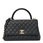 Caviar Quilted Small Coco Chain Handle Flap Black
