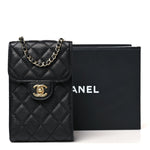 Caviar Quilted Classic Phone Holder Black