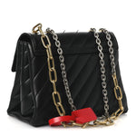 Calfskin Diagonal Quilted Jackhammer 24 Shoulder Bag Black
