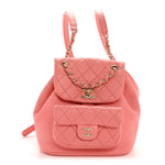 Lambskin Quilted Small Duma Drawstring Backpack Light Pink