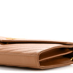 Grain De Poudre Matelasse Chevron Monogram Chain Wallet Natural Dark