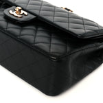 Lambskin Quilted Medium Double Flap Black