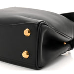 Natural Smooth Calfskin Mini Rodeo Top Handle Handbag Black