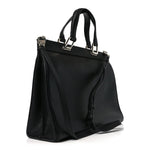 Grainy Calfskin Medium Zumi Top Handle Bag Black