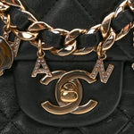 Lambskin Quilted Mini Coco Charms Rectangular Flap Black