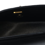 Lambskin Quilted Mini Top Handle Rectangular Flap Black