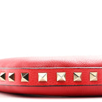 Grainy Calfskin Rockstud Mini Hobo Red