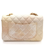 Metallic Goatskin Quilted Mini Rectangular Flap Gold