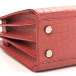 Calfskin Crocodile Embossed Nano Sac De Jour Rose Fonce