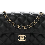 Lambskin Quilted Mini Rectangular Flap Black