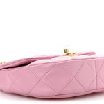 Lambskin Quilted Mini Lacquered Chain Flap Pink