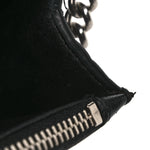 Shiny Calfskin Logo Crocodile Embossed Ville Wallet on Chain Black