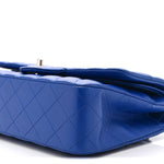 Lambskin Quilted Medium Double Flap Blue