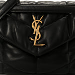 Lambskin Quilted Small Loulou Puffer Monogram Chain Satchel Black