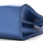 Metallic Vegan Leather Small Shopping Bag Cobalt