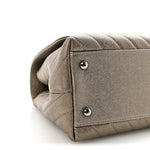 Metallic Caviar Chevron Quilted Small Coco Handle Flap Light Gold
