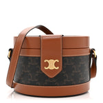 Calfskin Triomphe Canvas Medium Tambour Bag Tan
