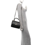 Lambskin Quilted Small Trendy CC Dual Handle Flap Bag Black