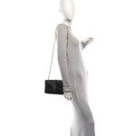 Grain De Poudre Textured Mixed Matelasse Triquilt Small Monogram Satchel Black