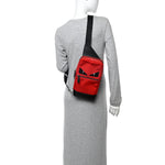 Nylon Vitello Liberty Monster Eyes Sling Bag Red Black