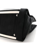 Canvas Grosgrain Striped CC Shopping Tote Black White