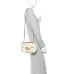 Calfskin Matelasse Small GG Marmont Shoulder Bag White