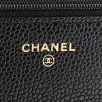 Caviar Quilted Wallet on Chain WOC Black