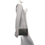 Suede Glitter Calfskin Embellished Paloma Clutch Black