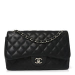 Caviar Quilted Jumbo Double Flap Black