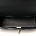 Lambskin Quilted Mini Top Handle Rectangular Flap Black