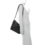 Aged Calfskin Quilted Large Gabrielle Hobo Black
