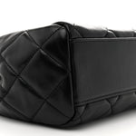Shiny Calfskin Quilted Fancy Jewel Tote Bag Black