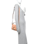Calfskin Crocodile Embossed Mini C Double Carry Milky Orange